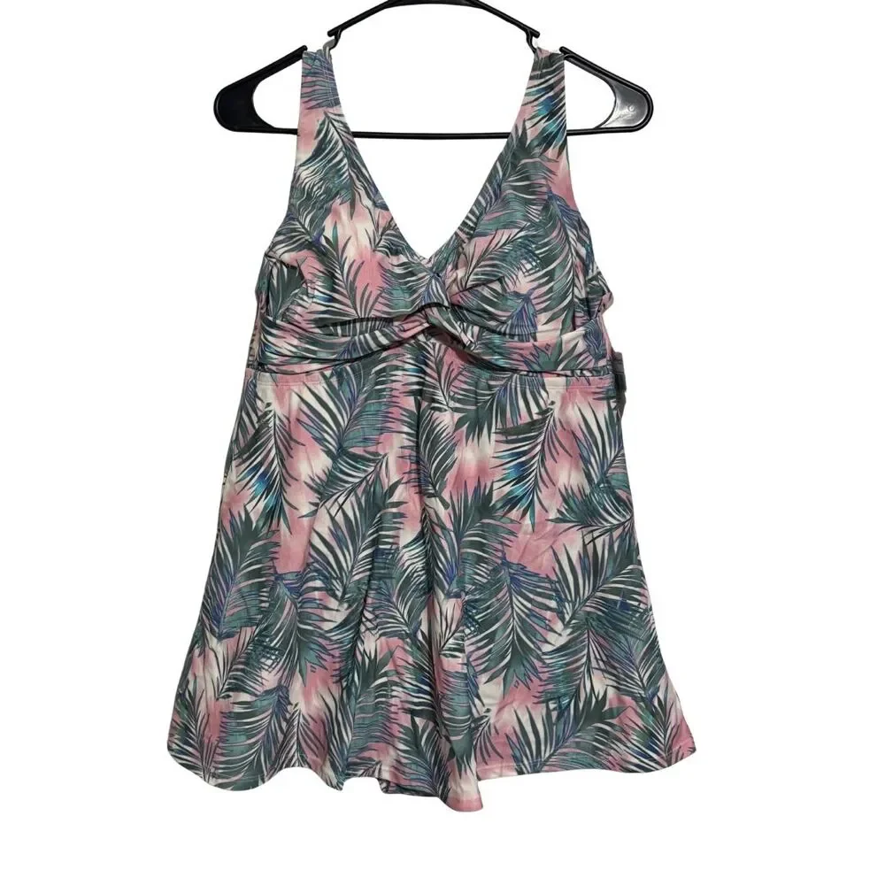 RAISINS CURVE Lucia Swim Dress 14W Floral Tummy Control Skater NWT